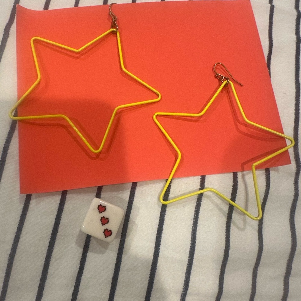 Yellow Star Hoop Earrings